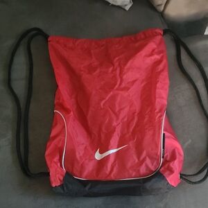 Nike Red and Black Drawstring Backpack